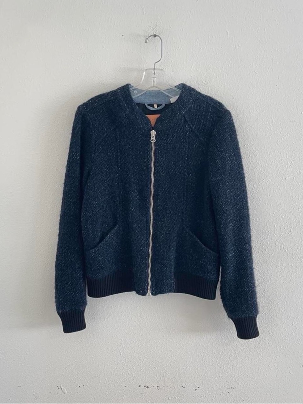 Levi's Made & Crafted Jacket with Tan Leather Label on Dark Blue